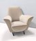 Vintage Italian Ivory Fabric Lounge Chair attributed to Ico Parisi, Italy, 1950s 4