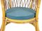 Rush, Rattan & Blue Velvet Armchair, 1960s 3