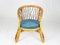 Rush, Rattan & Blue Velvet Armchair, 1960s 2