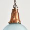Lámpara colgante en azul claro de Holophane, años 30, Imagen 5
