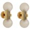Brass and Satin Glass Sconces in the style of Sciolari, Germany, 1970s, Set of 2 1