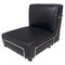 Moderner Italienischer Quadratischer Sessel aus schwarzem Leder & Metall, 1980er 1