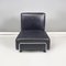 Moderner Italienischer Quadratischer Sessel aus schwarzem Leder & Metall, 1980er 2