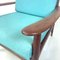 European Mid-Century Modern Armchairs in Light Blue Fabric and Wood, 1960s, Set of 2 8