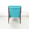 European Mid-Century Modern Armchairs in Light Blue Fabric and Wood, 1960s, Set of 2 6