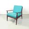 European Mid-Century Modern Armchairs in Light Blue Fabric and Wood, 1960s, Set of 2 2