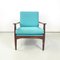 European Mid-Century Modern Armchairs in Light Blue Fabric and Wood, 1960s, Set of 2 3