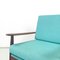 European Mid-Century Modern Armchairs in Light Blue Fabric and Wood, 1960s, Set of 2 7