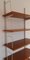 Mid-Century Minimalist Bookcase with Adjustable Shelves in Yellow-Brown Wood and Book Supports for White Painted Iron Frame from Sparrings 5