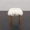 Mid-Century Danish Footstool in Natural Long Hair Sheepskin and Teak Tapered Legs 7