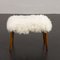 Mid-Century Danish Footstool in Natural Long Hair Sheepskin and Teak Tapered Legs 5