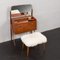 Mid-Century Danish Footstool in Natural Long Hair Sheepskin and Teak Tapered Legs, Image 4