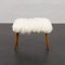 Mid-Century Danish Footstool in Natural Long Hair Sheepskin and Teak Tapered Legs 2