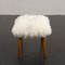 Mid-Century Danish Footstool in Natural Long Hair Sheepskin and Teak Tapered Legs 6