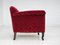 Vintage Danish Lounge Chair in Red Cotton and Wool Fabric, 1950s 14