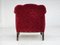 Sillón danés vintage de tela roja de algodón y lana, años 50, Imagen 12
