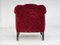 Vintage Danish Lounge Chair in Red Cotton and Wool Fabric, 1950s 12