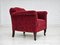 Vintage Danish Lounge Chair in Red Cotton and Wool Fabric, 1950s 5