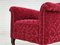 Vintage Danish Lounge Chair in Red Cotton and Wool Fabric, 1950s 15