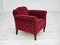 Dänischer Vintage Sessel aus Rotem Baumwoll- & Wollstoff, 1950er 4