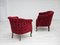 Dänische Vintage Sessel aus Rotem Baumwoll- & Wollstoff, 1950er, 2er Set 3