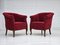 Vintage Danish Lounge Chairs in Red Cotton and Wool Fabric, 1950s, Set of 2 1