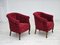 Poltrone vintage in cotone e lana rossa, Danimarca, anni '50, Immagine 2