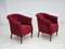 Vintage Danish Lounge Chairs in Red Cotton and Wool Fabric, 1950s, Set of 2, Image 2