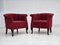 Fauteuils Vintage en Tissu de Coton et Laine Rouge, Danemark, 1950s, Set de 2 1