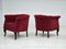 Dänische Vintage Sessel aus Rotem Baumwoll- & Wollstoff, 1950er, 2er Set 2