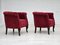 Vintage Danish Lounge Chairs in Red Cotton and Wool Fabric, 1950s, Set of 2 3