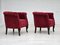 Vintage Danish Lounge Chairs in Red Cotton and Wool Fabric, 1950s, Set of 2, Image 3