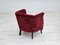 Chaise Vintage en Tissu de Coton et Laine Rouge, Danemark, 1950s 7