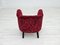 Chaise Vintage en Tissu de Coton et Laine Rouge, Danemark, 1950s 10
