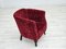 Chaise Vintage en Tissu de Coton et Laine Rouge, Danemark, 1950s 6