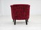 Chaise Vintage en Tissu de Coton et Laine Rouge, Danemark, 1950s 11