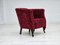 Dänischer Vintage Stuhl aus Rotem Baumwoll- & Wollstoff, 1950er 1