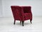 Vintage Danish Chair in Red Cotton and Wool Fabric, 1950s 1