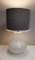 Lampe de Bureau Vintage avec Socle en Verre Blanc avec Monture en Laiton et Paravent d'Artiste Noir et Blanc Fait à la Main de Stof, 1970s 2