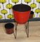 Metal Hairpinleg Plant Stand with 3 Ceramic Flower Pots, 1960s, Set of 4 2