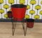 Metal Hairpinleg Plant Stand with 3 Ceramic Flower Pots, 1960s, Set of 4 3
