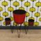 Metal Hairpinleg Plant Stand with 3 Ceramic Flower Pots, 1960s, Set of 4 1