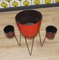 Metal Hairpinleg Plant Stand with 3 Ceramic Flower Pots, 1960s, Set of 4 6