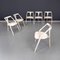 Mid-Century Italian Modern White Wood and Fabric Chairs, 1960s, Set of 6, Image 2