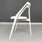 Mid-Century Italian Modern White Wood and Fabric Chairs, 1960s, Set of 6, Image 4