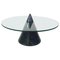 Italian Modern Round Coffe Table in Glass with Black Marble Conical Base, 1980s 1