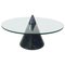 Italian Modern Round Coffe Table in Glass with Black Marble Conical Base, 1980s, Image 1