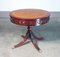 Empire Round Side Table in Wood with Leather Top, Image 1