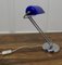 Mid-Century Cobalt and Chrome Glass Library Desk Lamp, 1970s 2