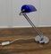 Mid-Century Cobalt and Chrome Glass Library Desk Lamp, 1970s, Image 2